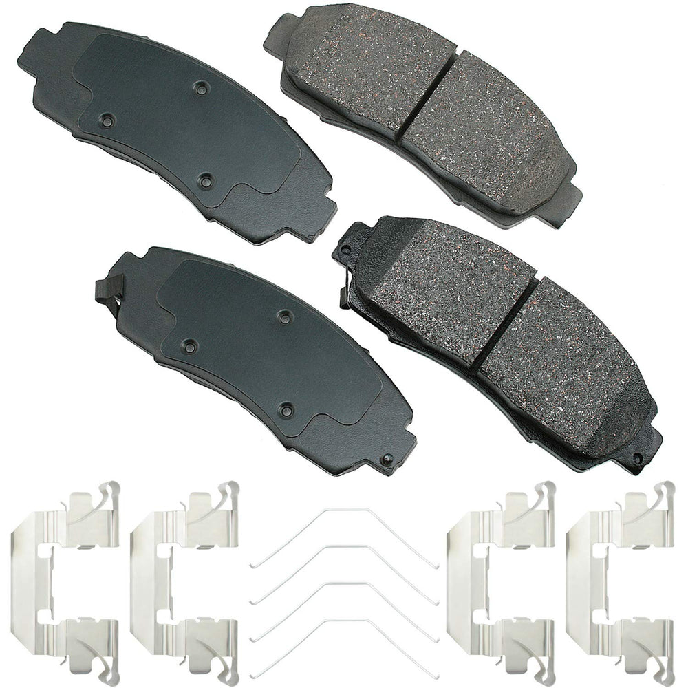 Akebono ACT1089A ceramic front brake pads in grey finish for smooth stopping performance.