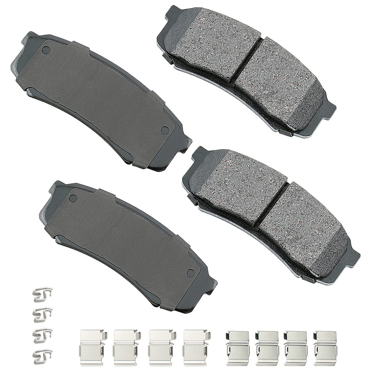 Akebono ACT606A rear ceramic brake pads, grey, for quiet, low-dust braking