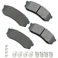 Akebono ACT606A rear ceramic brake pads, grey, for quiet, low-dust braking