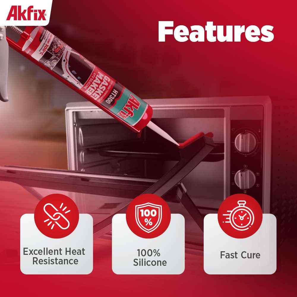 Akfix HT300 RTV gasket maker tube demonstrates easy dispensing for gasket projects.