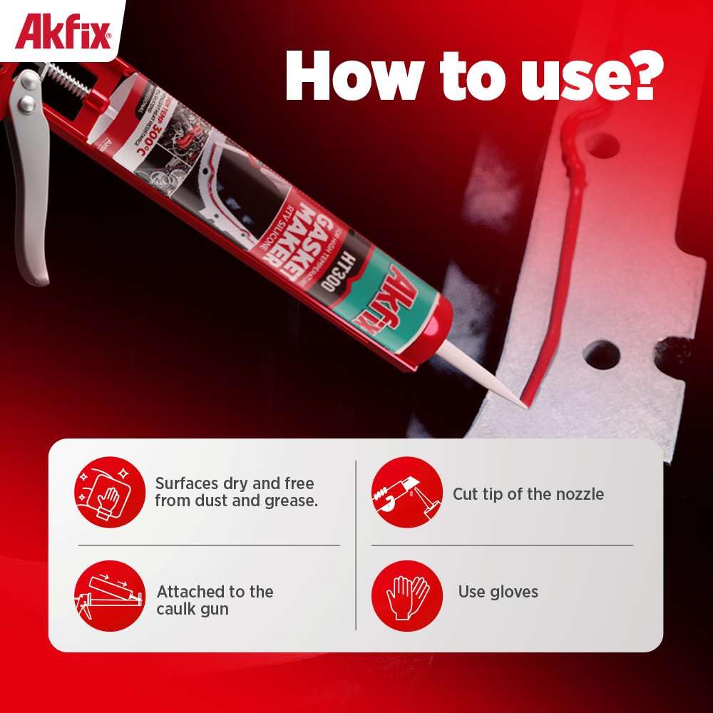 Akfix HT300 sealant in application process highlights smooth bead and precise sealing capability.