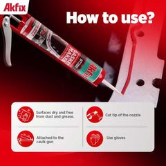 Akfix HT300 sealant in application process highlights smooth bead and precise sealing capability.