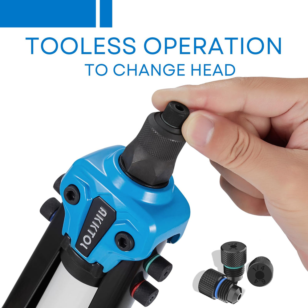 AKKTOL rivet gun shows easy nose piece change without tools
