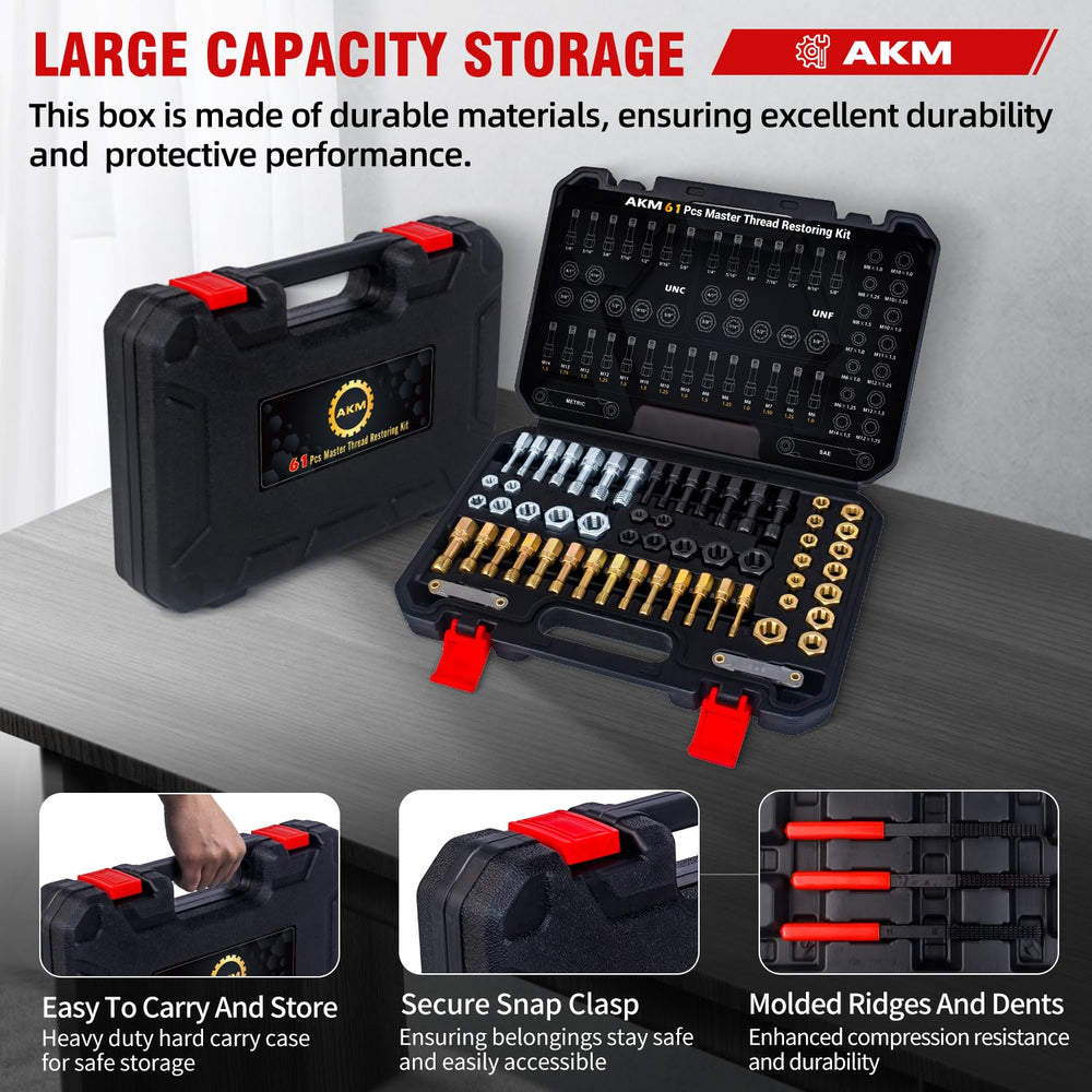 AKM compact case backshot highlights organized storage.