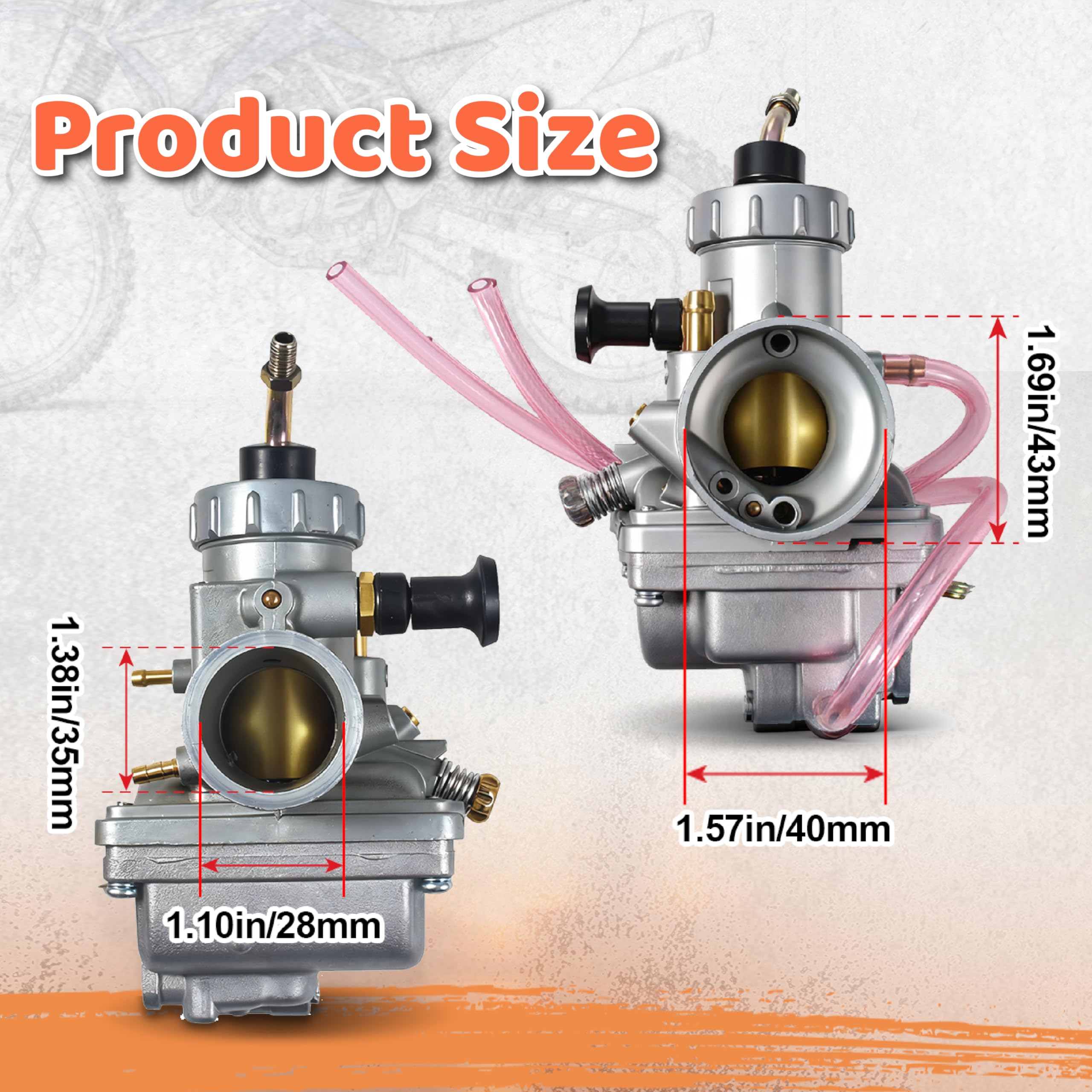 AKSGKGQ TTR125 28mm carburetor side profile highlighting compact design for tight spaces