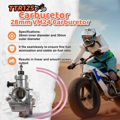 AKSGKGQ TTR125 28mm carburetor top view with visible mounting features