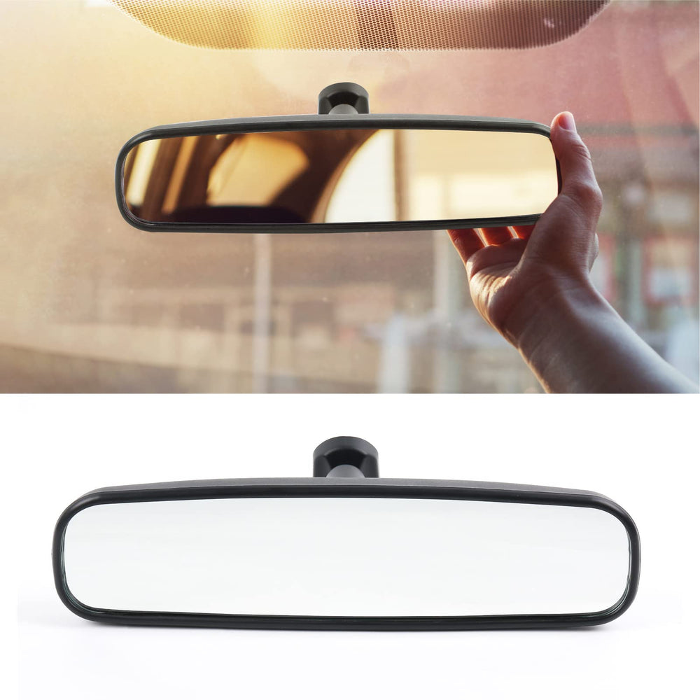 AKSOLONT 10-inch rearview mirror close-up shows premium finish for clear rear visibility.