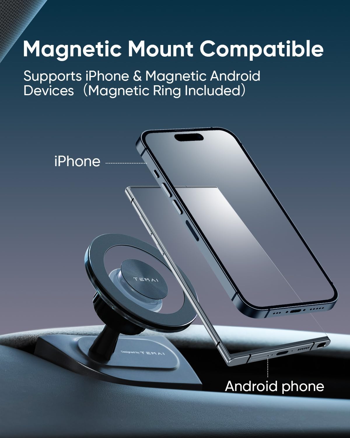 AKwing 360° swivel head for portrait or landscape viewing.