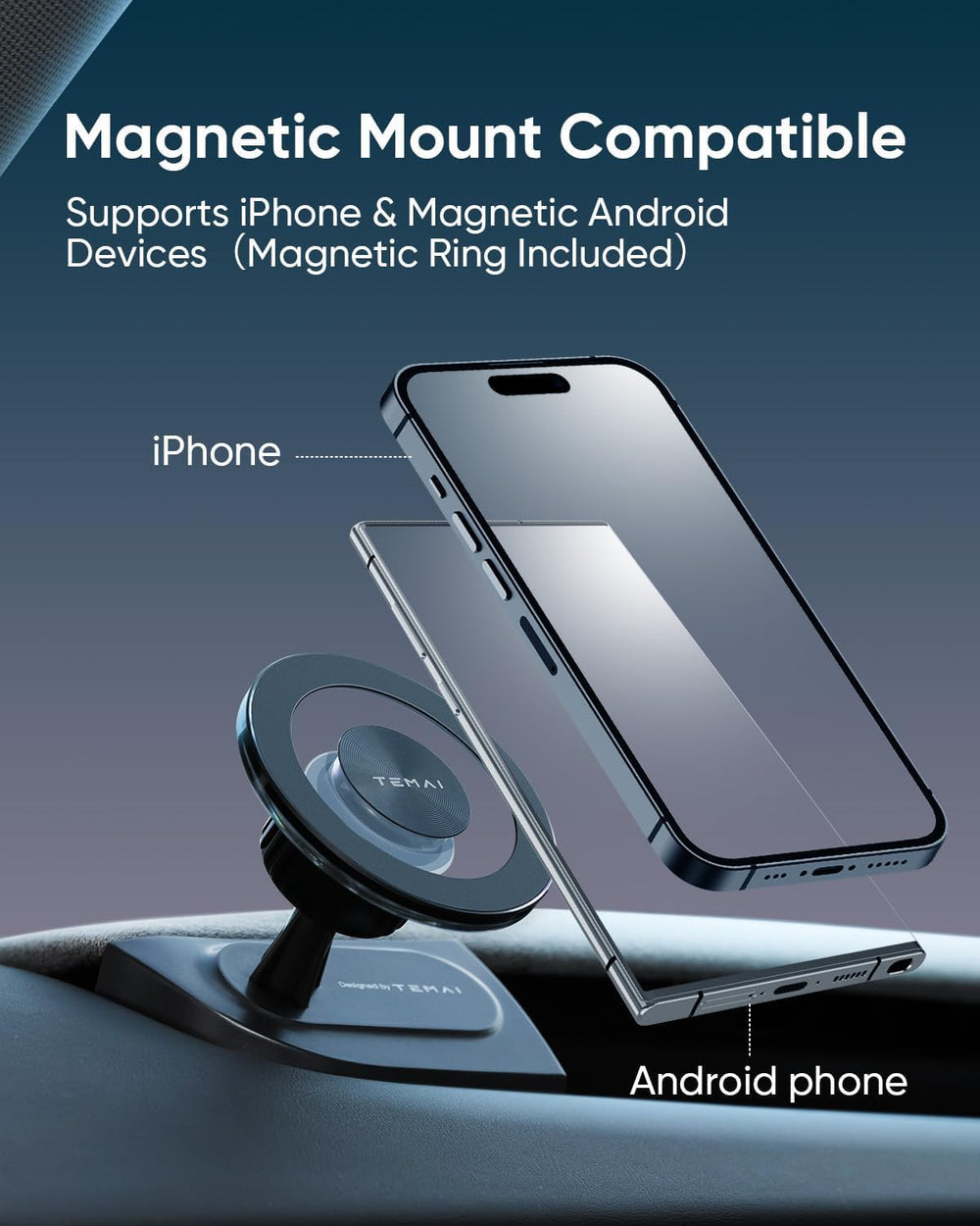 AKwing 360° swivel head for portrait or landscape viewing.