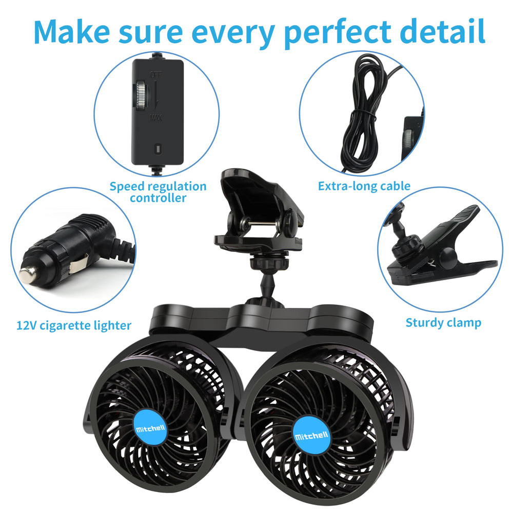 Alagoo 360-degree rotation back-seat fan providing versatile airflow for passengers