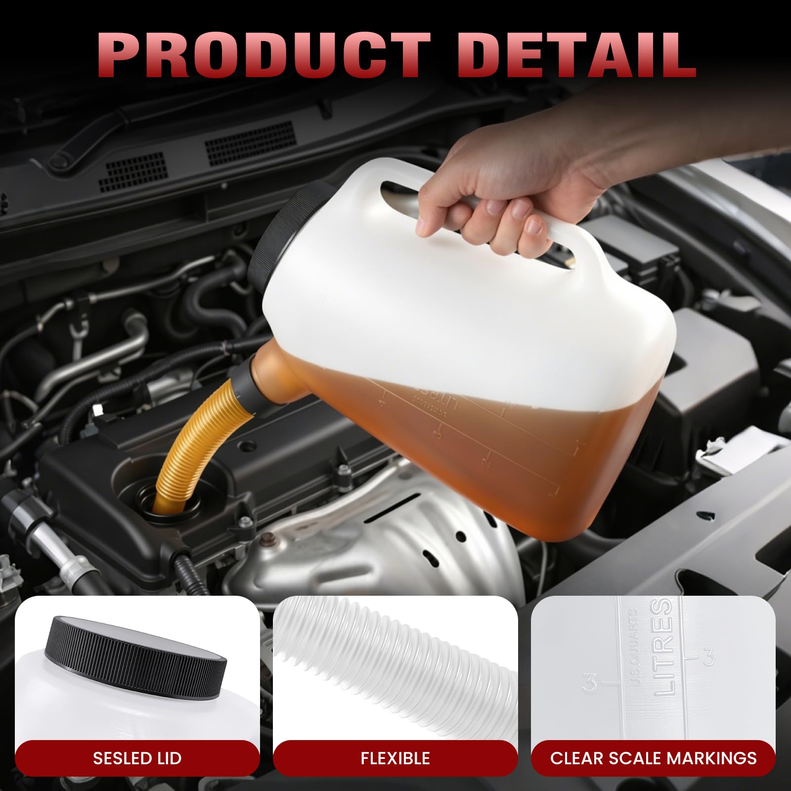 ALAYGO anti-drip design minimizes spills in the engine bay.