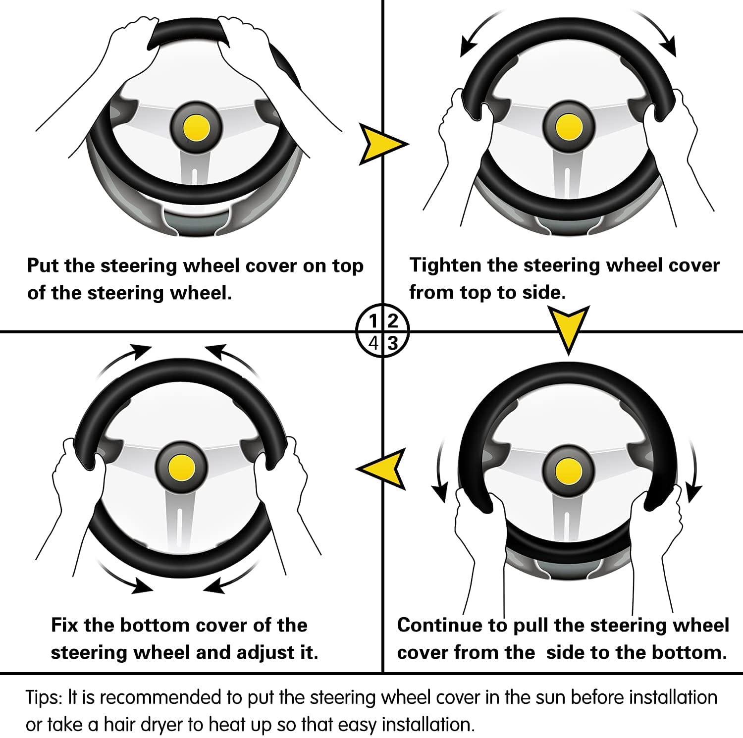 Alemodr steering wheel cover installation demonstrates secure fit