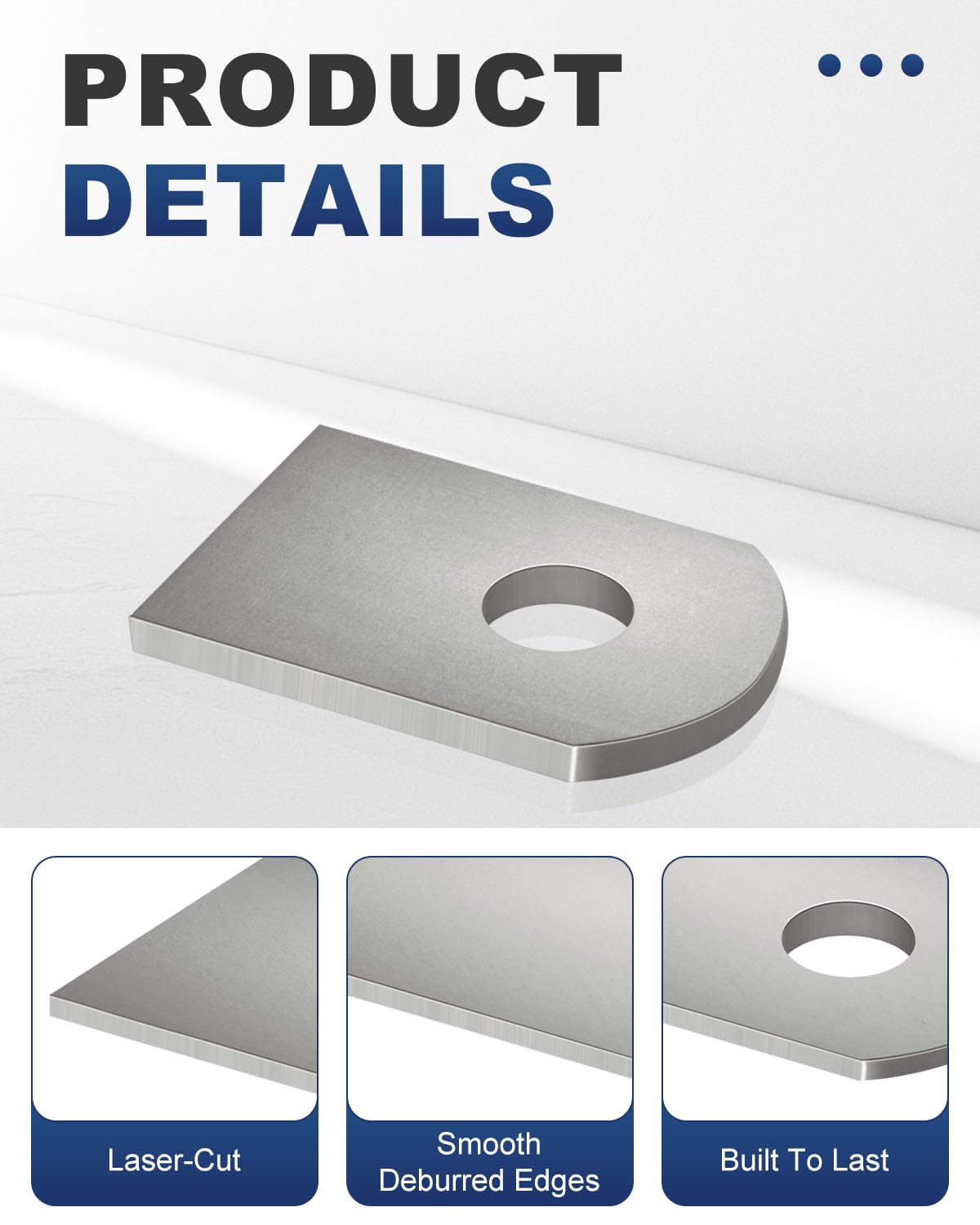 Alffun flat tab bracket with 3/8 inch hole for strong welds.