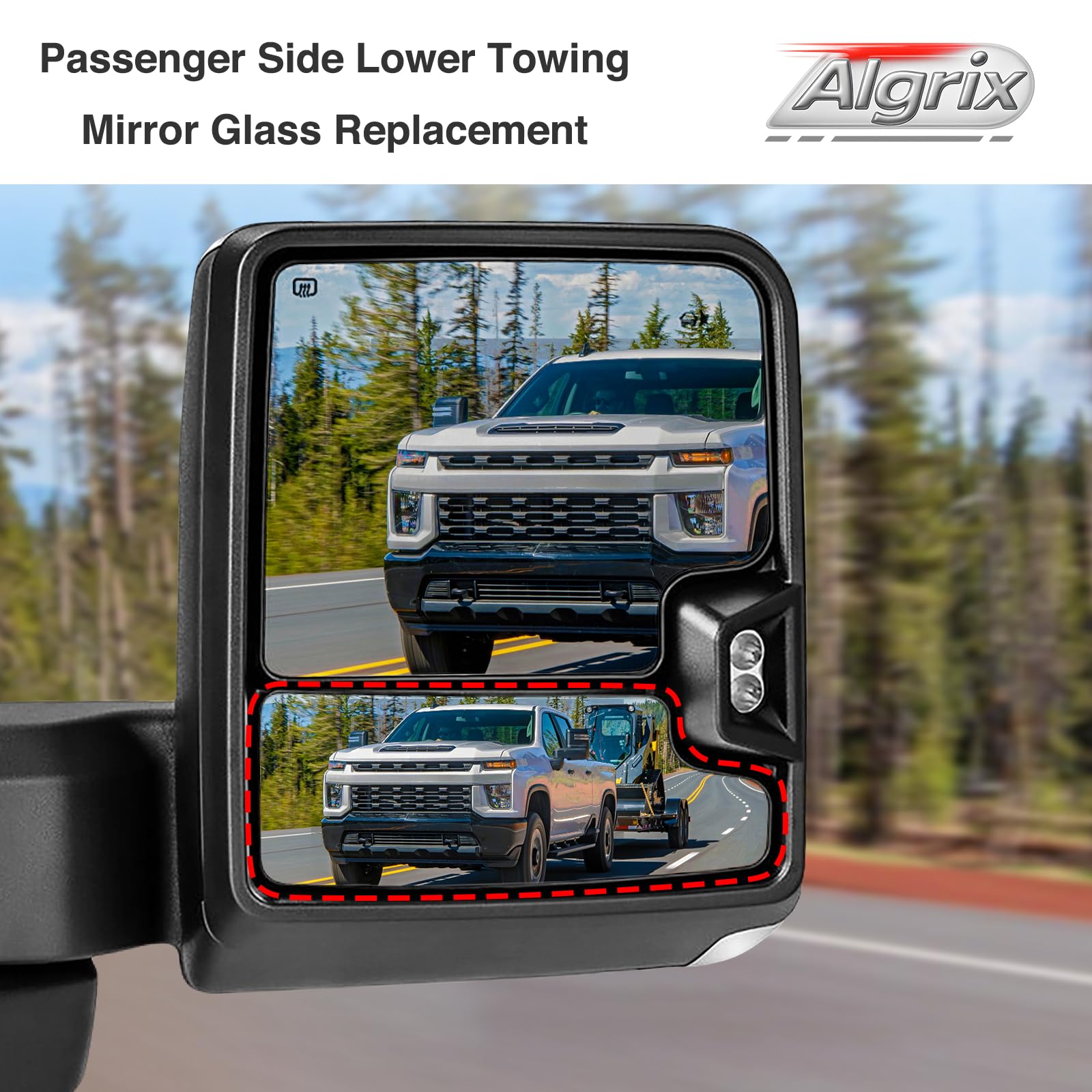 Algrix chromed glass lens provides clearer wider field of view.