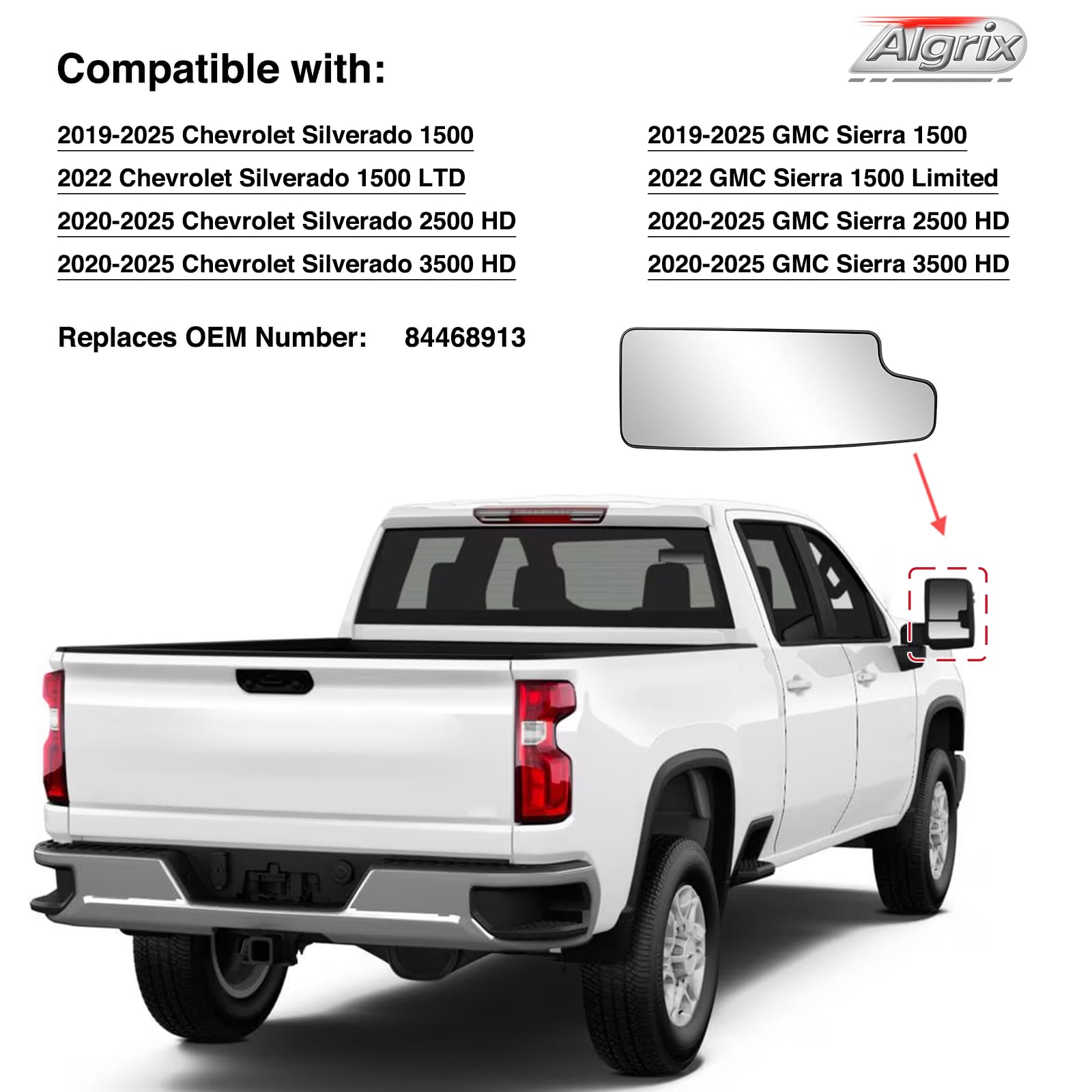 Algrix convex glass lens for towing mirrors offers wider visibility.