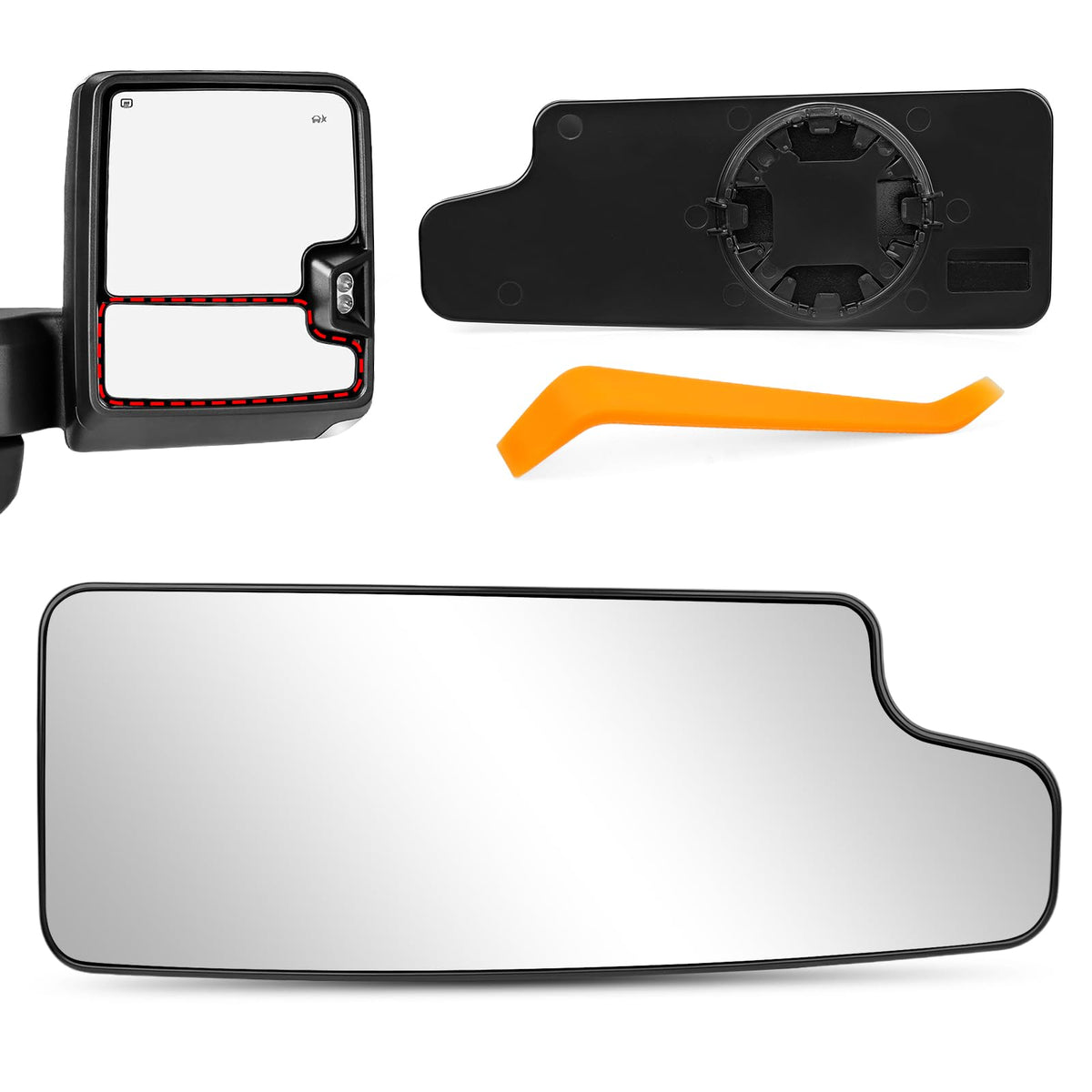 Algrix passenger side lower mirror glass for Silverado provides direct fit and clear view.