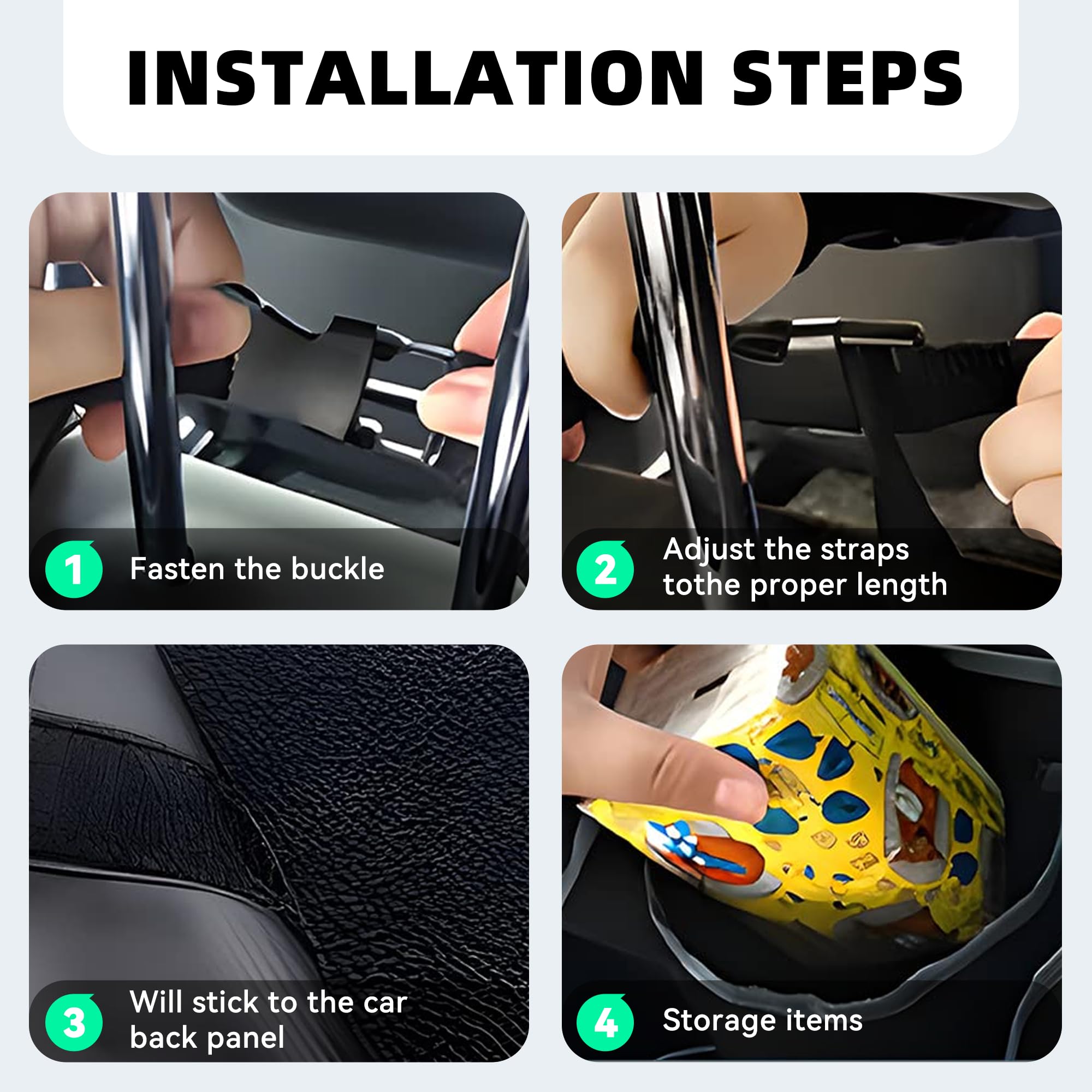 Alieemo adjustable straps attach to a headrest for secure setup