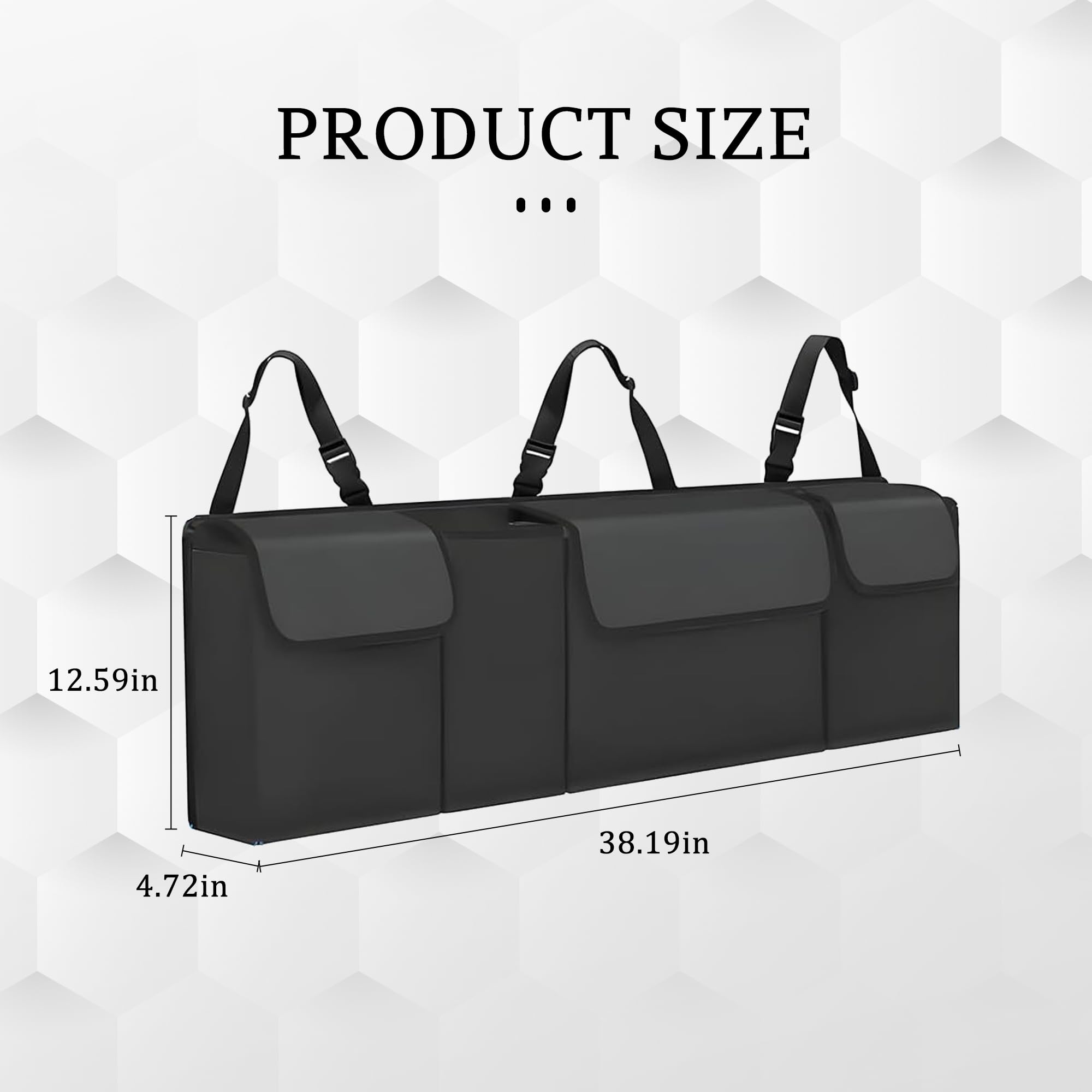 Alieemo trunk organizer shows four pockets for tidy, sorted items