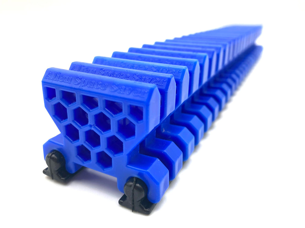 Alien Space Saver blue organizer demonstrates versatile storage for screwdrivers and pliers.