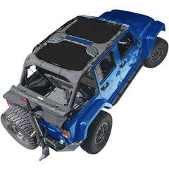 Alien Sunshade JKU front and rear mesh sunshade over roll bars for UV protection.