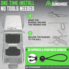 Alien Sunshade JKU compatible with factory tops preserves freedom panel access.
