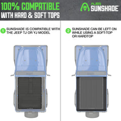 Alien Sunshade YJ sun shade blocks UV while enjoying scenic backroad drives.