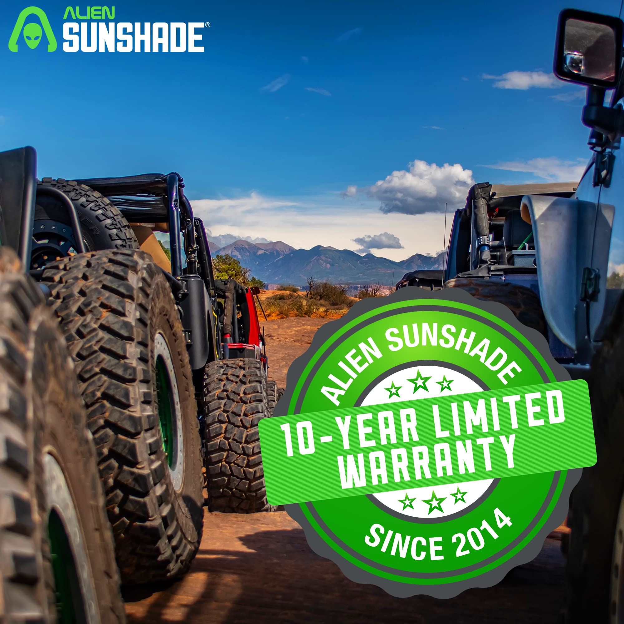 Alien Sunshade roll-bar bungee attachment keeps the shade snug on rough roads.