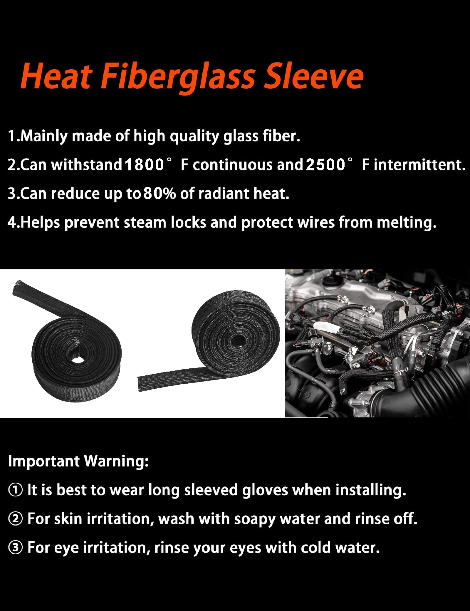 Alioncar basalt heat shield sleeve with 1-inch ID shields fuel lines.