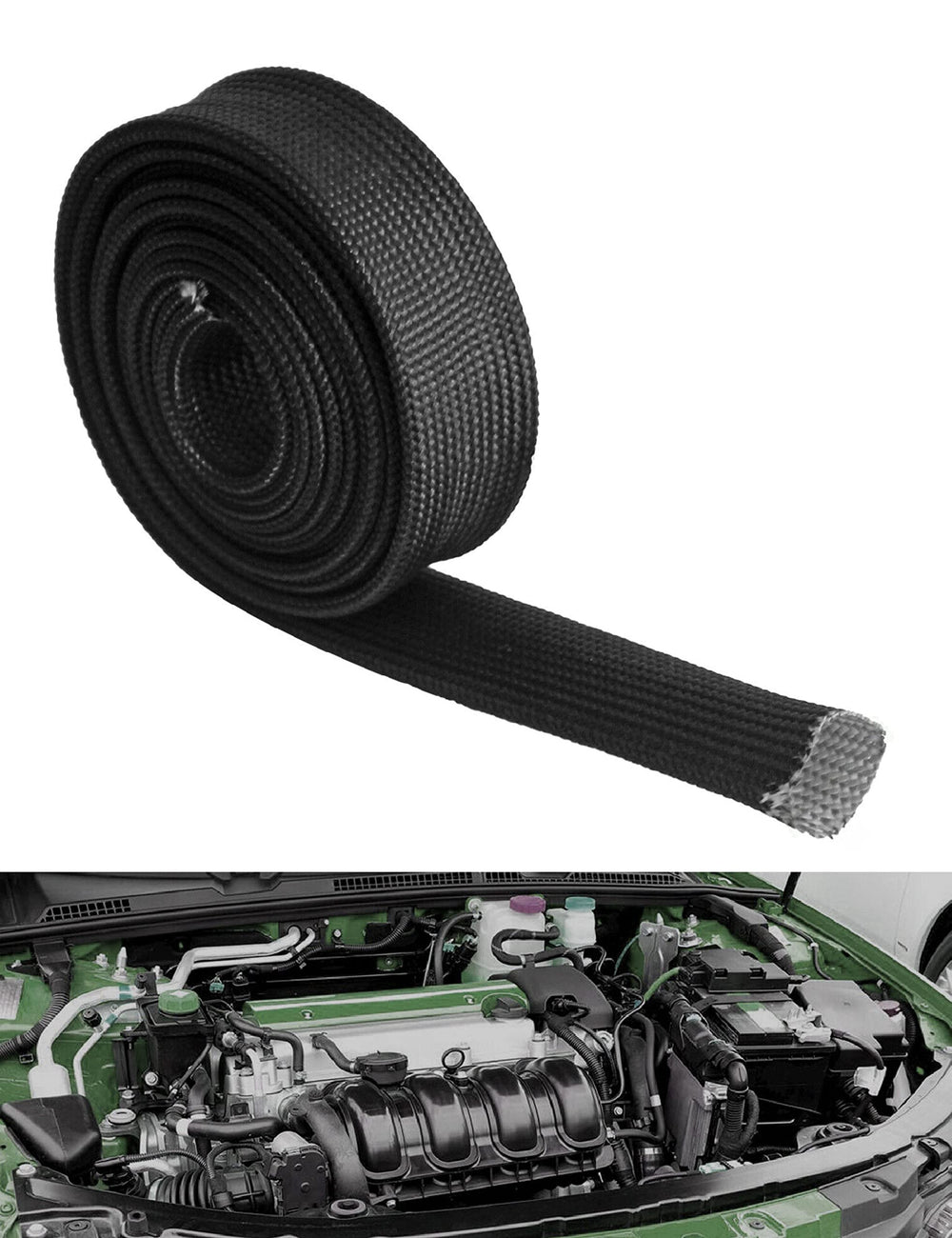 Alioncar wire heat shield sleeve roll protects engine wiring from high heat.