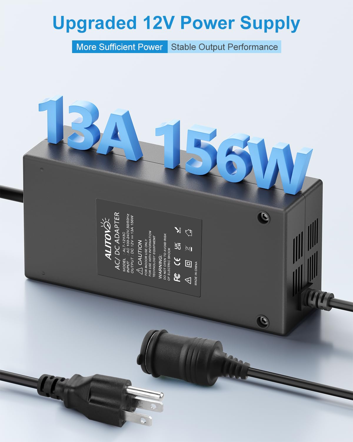 ALITOVE 12V-156W converter side ports enabling easy device connections