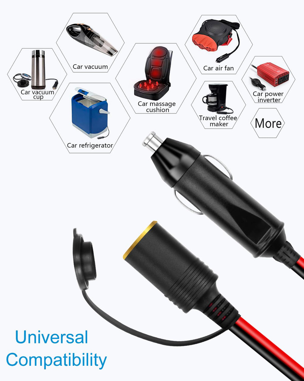 ALITOVE long extension cord extends reach to run car devices.