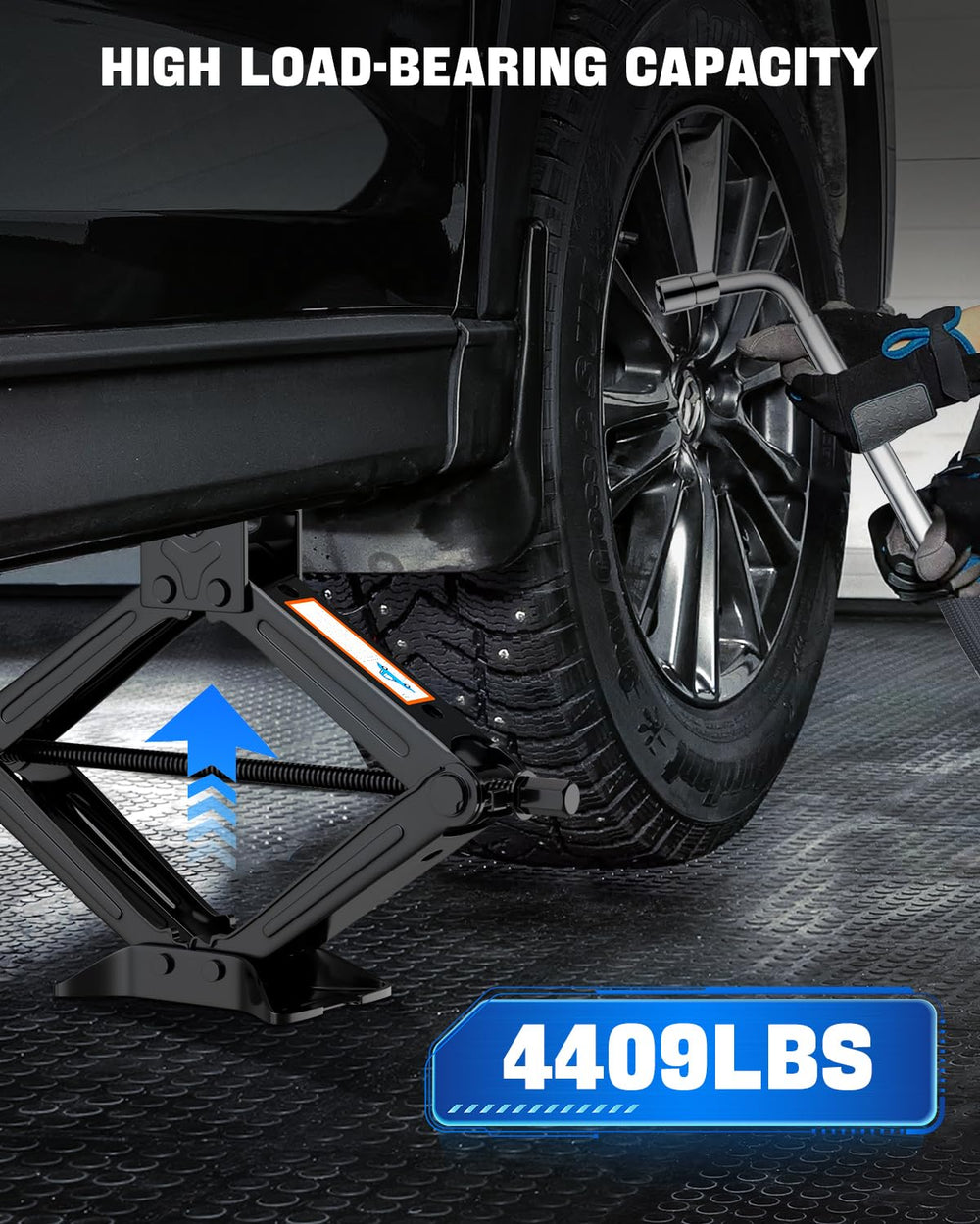 ALIXUEQIN car jack kit bi-directional design lifts both sides with less effort.