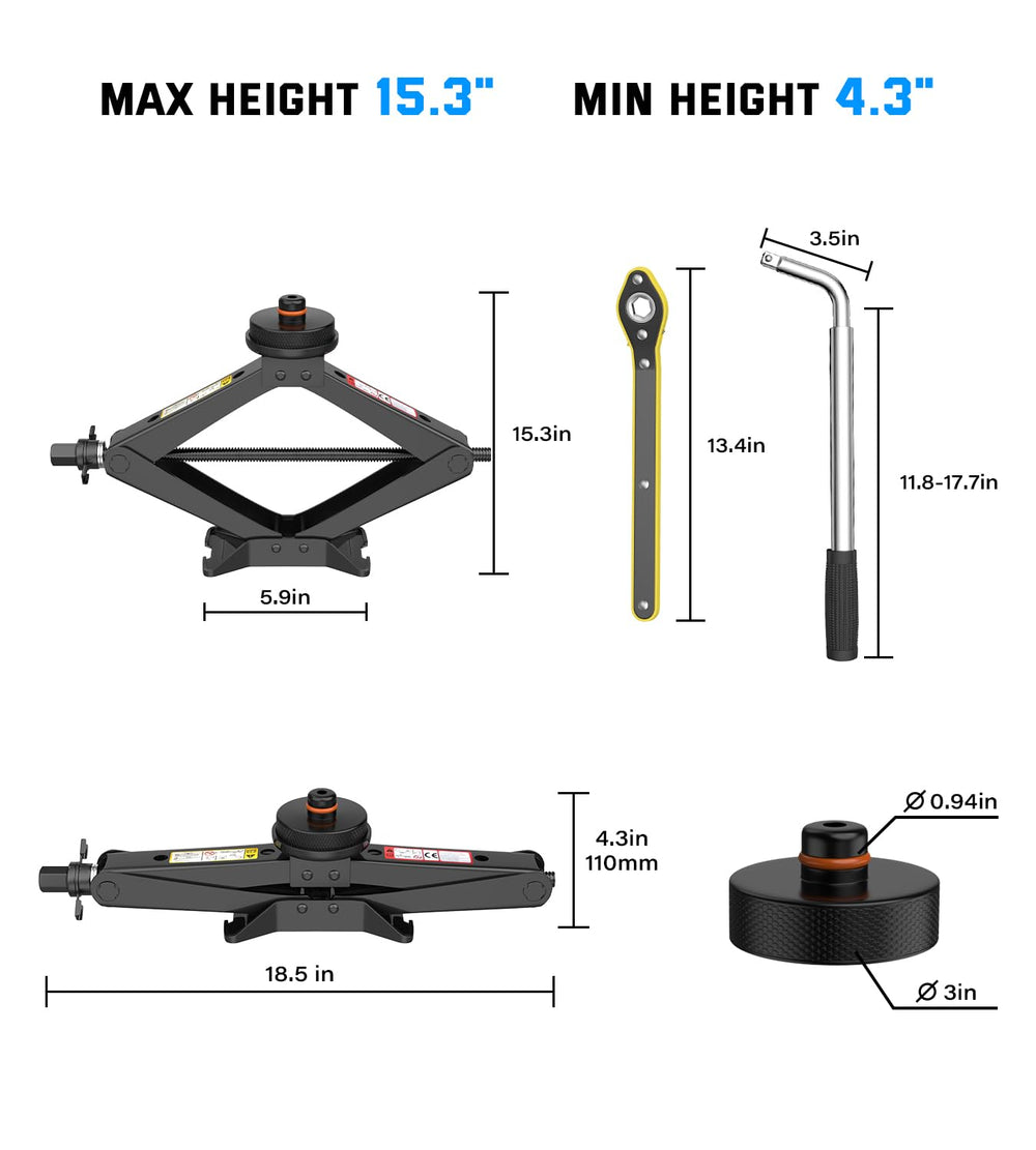 ALIXUEQIN complete emergency tire-change kit for roadside readiness.