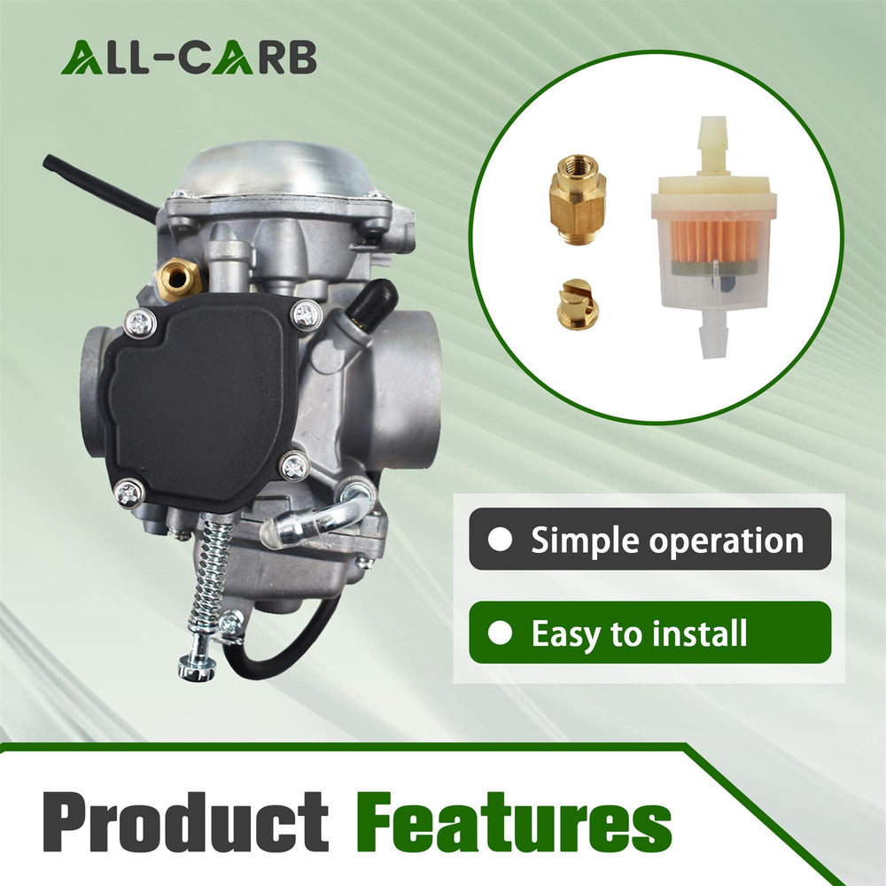 ALL-CARB carburetor for Polaris Sportsman 335 side view demonstrates compact profile for tight spaces.