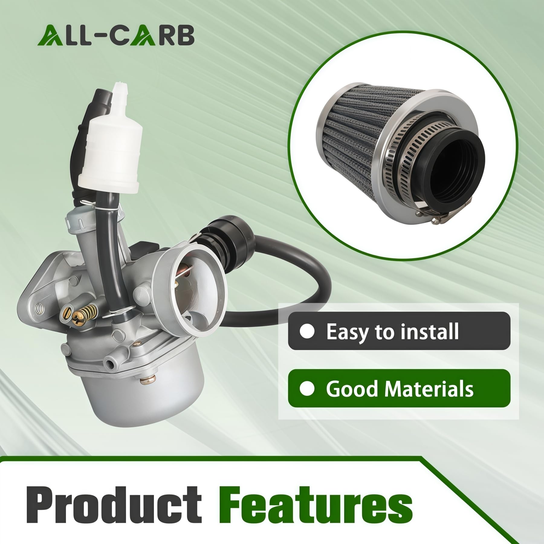 ALL-CARB PZ19 air filter included for cleaner air and engine longevity
