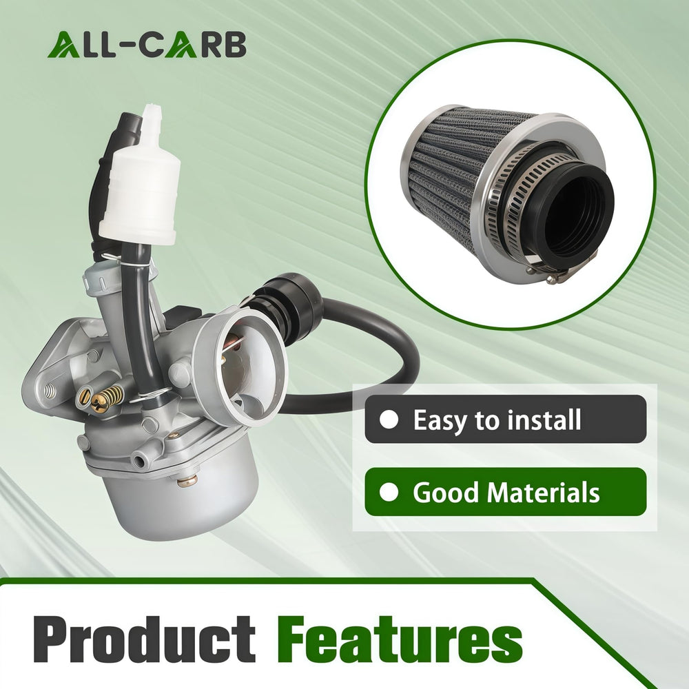 ALL-CARB PZ19 air filter included for cleaner air and engine longevity