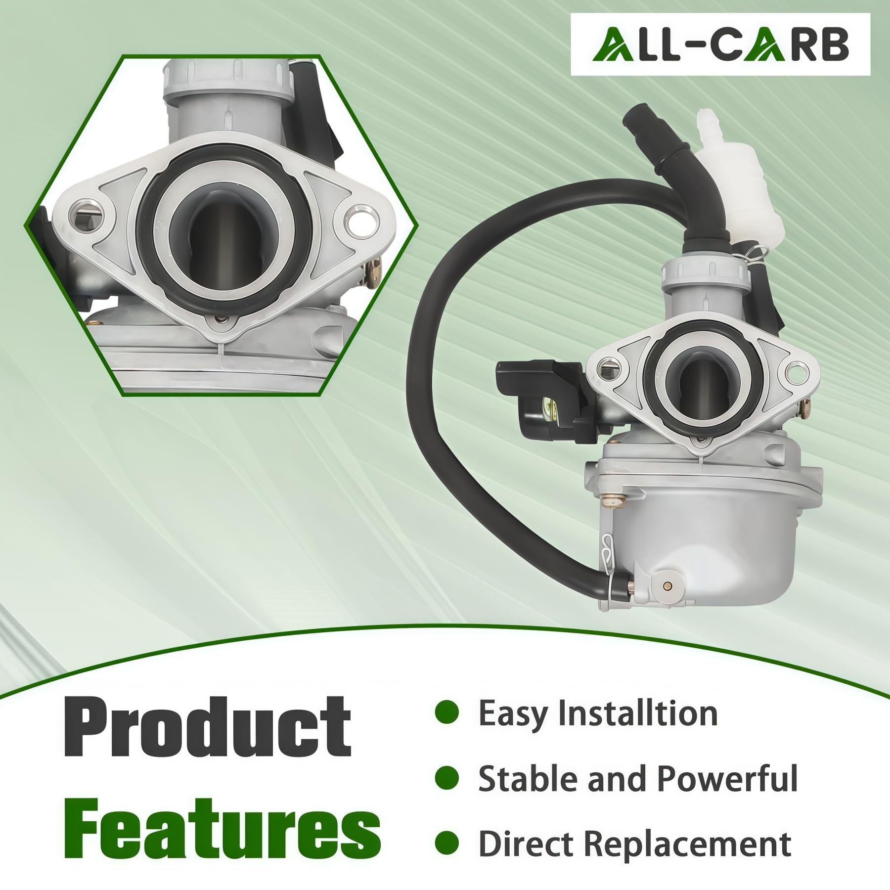 ALL-CARB PZ19 fuel filter visible in assembly for steady fuel flow