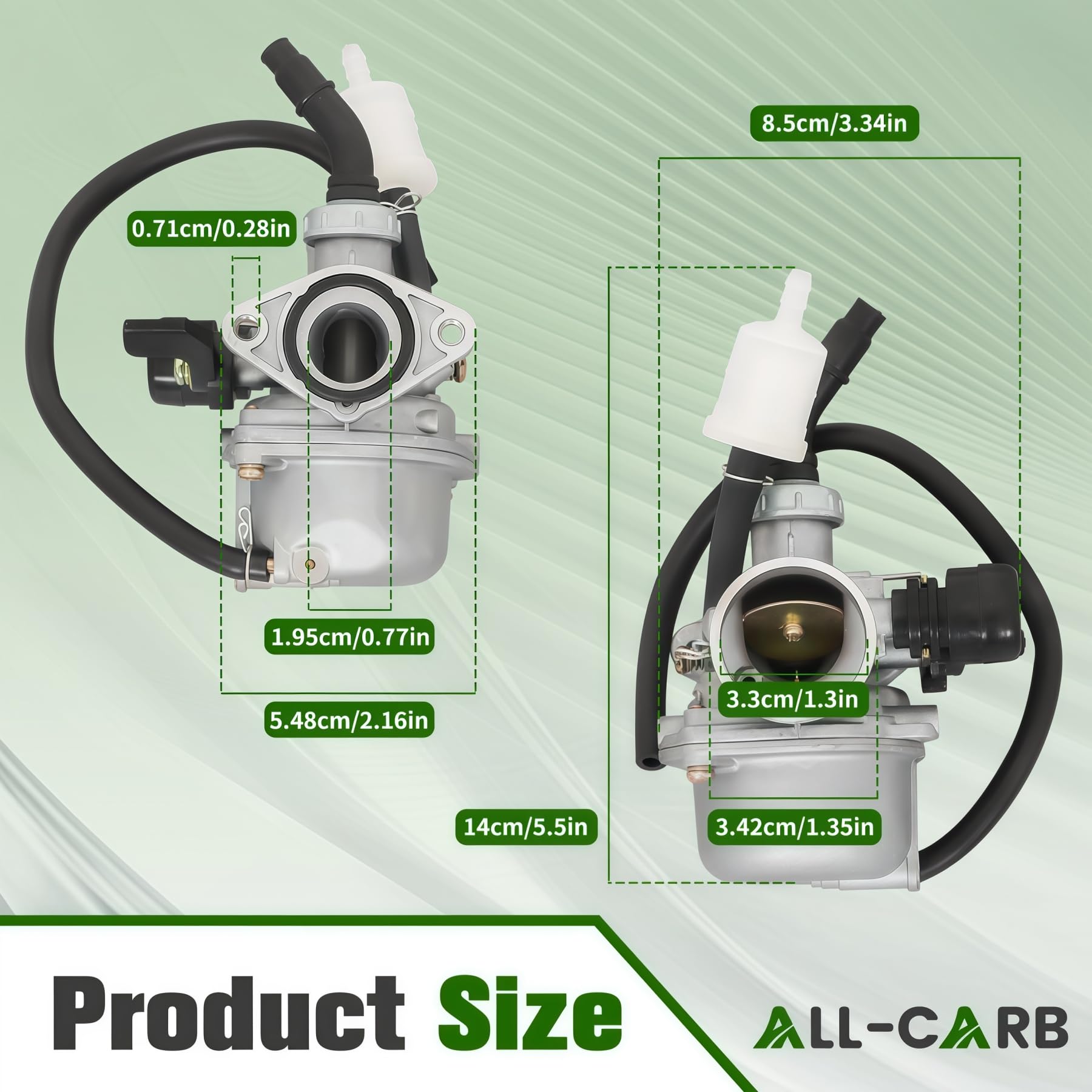 ALL-CARB PZ19 intake diameter 19mm detail for proper fitment