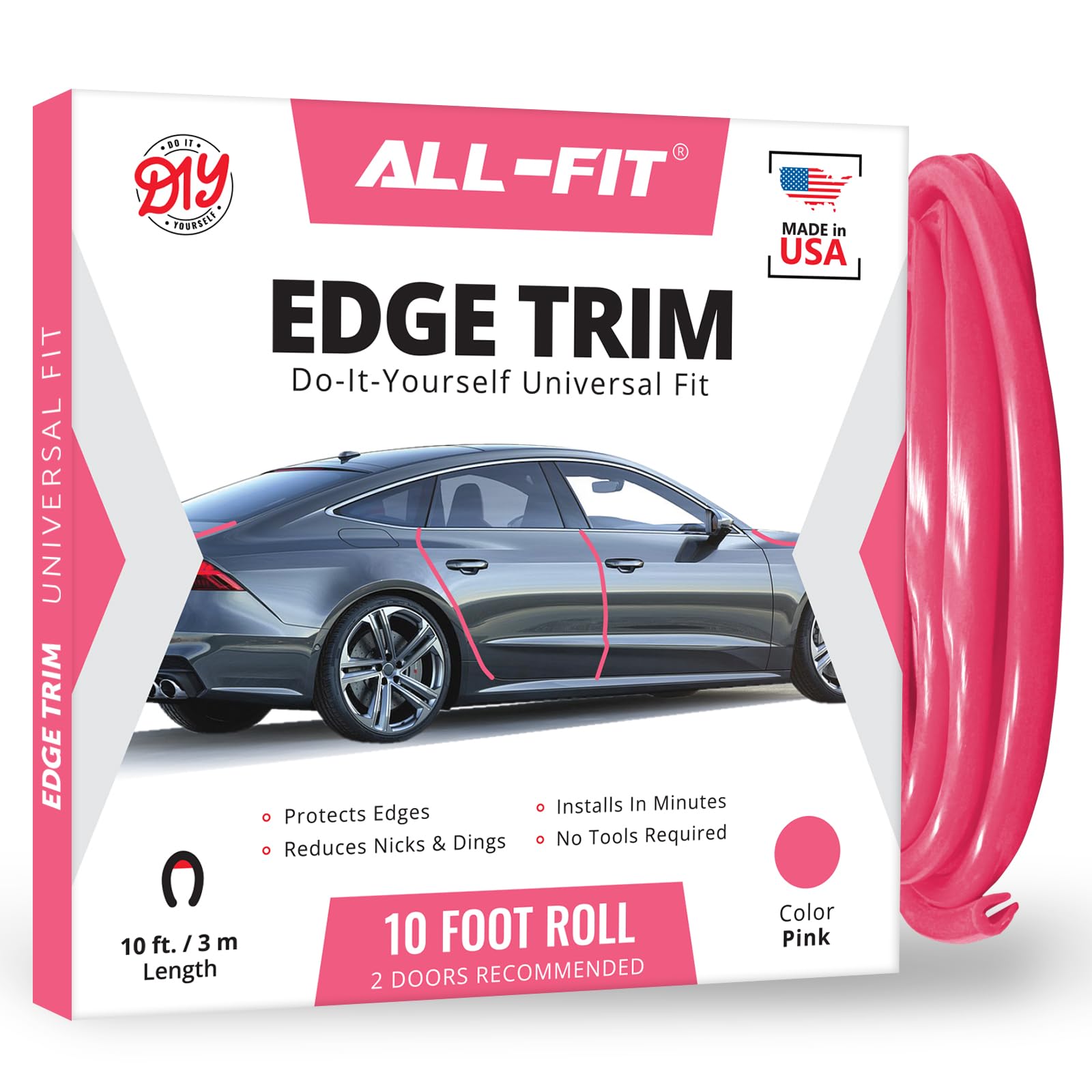 All-Fit Automotive pink car door edge protector guarding edges from scratches