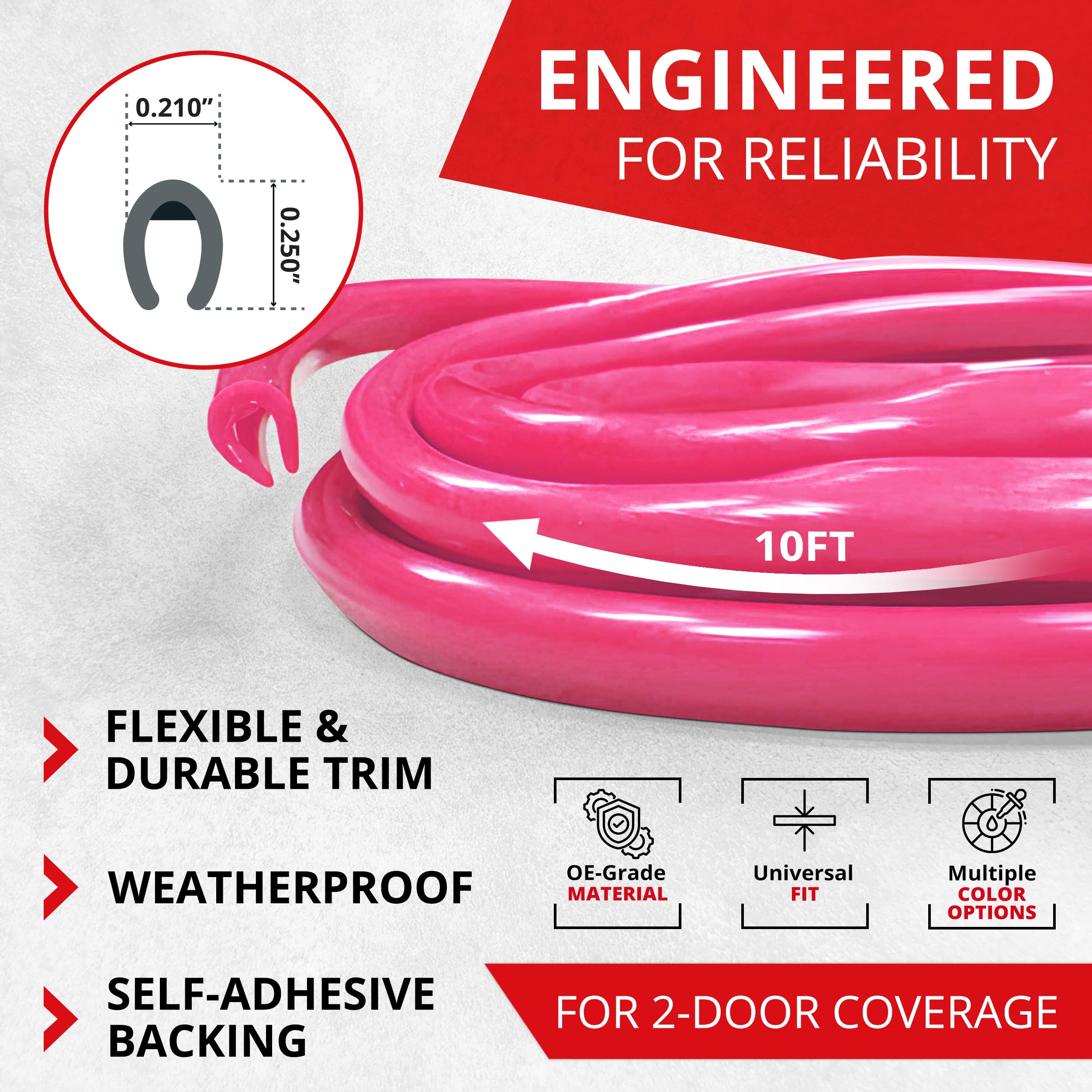 All-Fit Automotive flexible pink edge guard following a car door contour