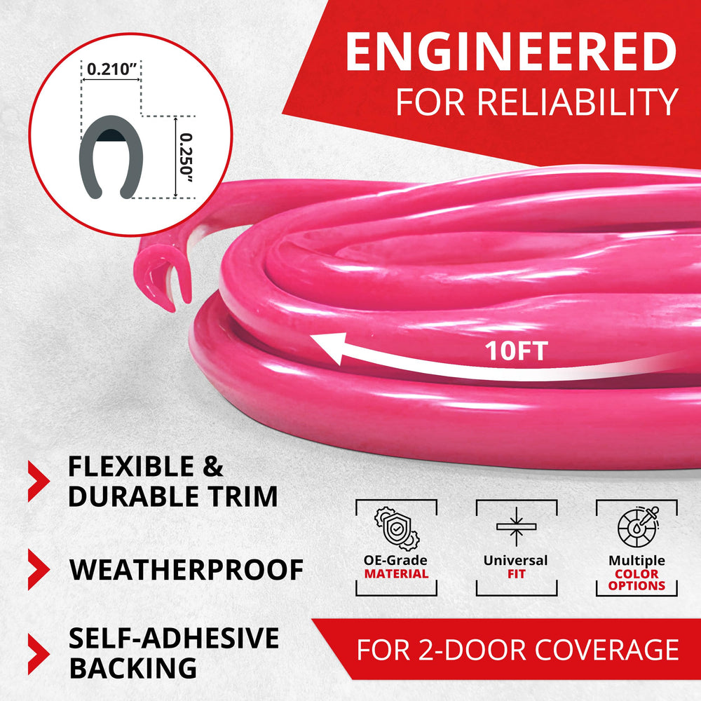 All-Fit Automotive flexible pink edge guard following a car door contour
