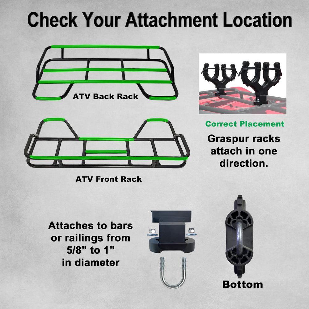 All Rite Graspur ATV2 versatile rack for shovels and fishing rods.
