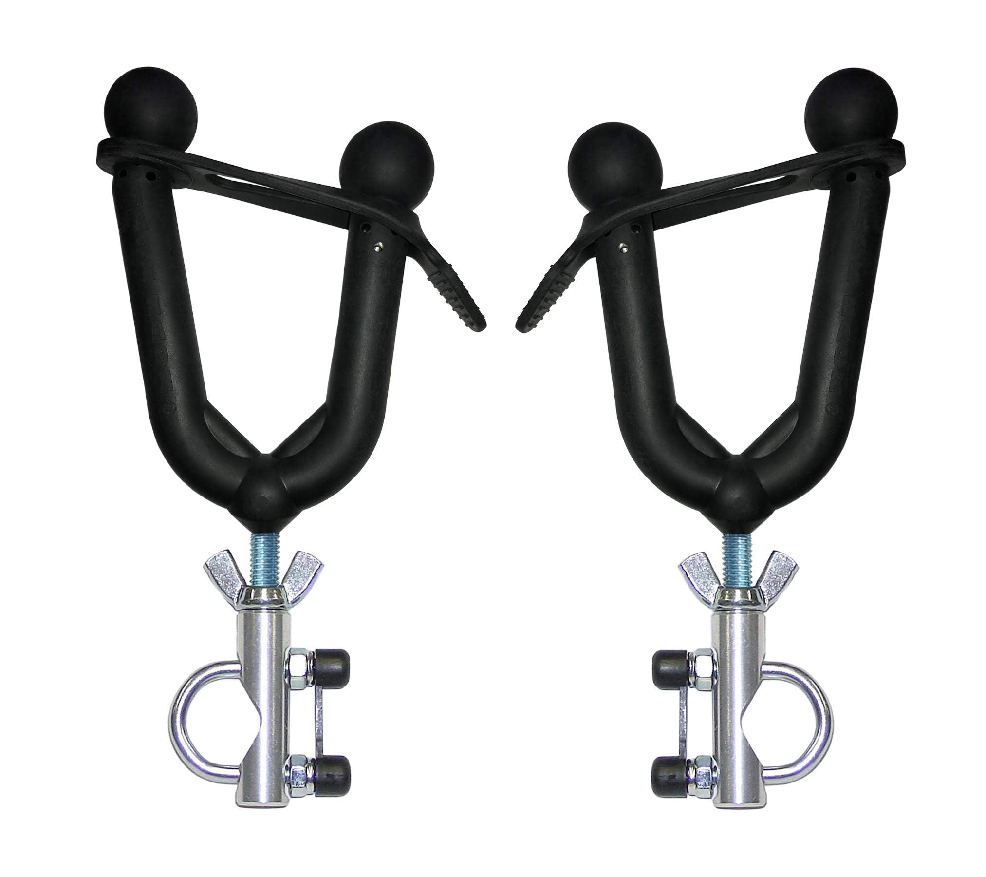 All Rite Pack Rack on ATV handlebars securely holds gun with 360-degree rotation.