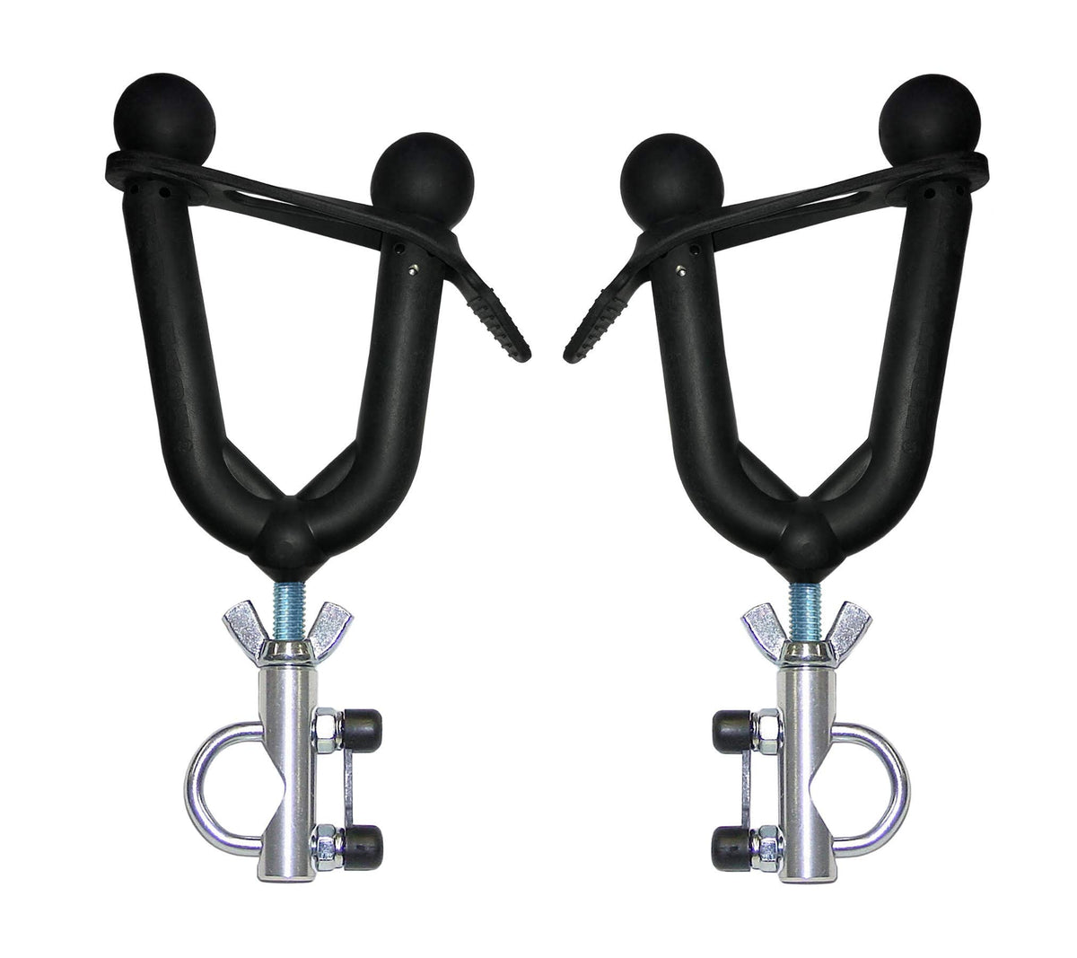 All Rite Pack Rack on ATV handlebars securely holds gun with 360-degree rotation.