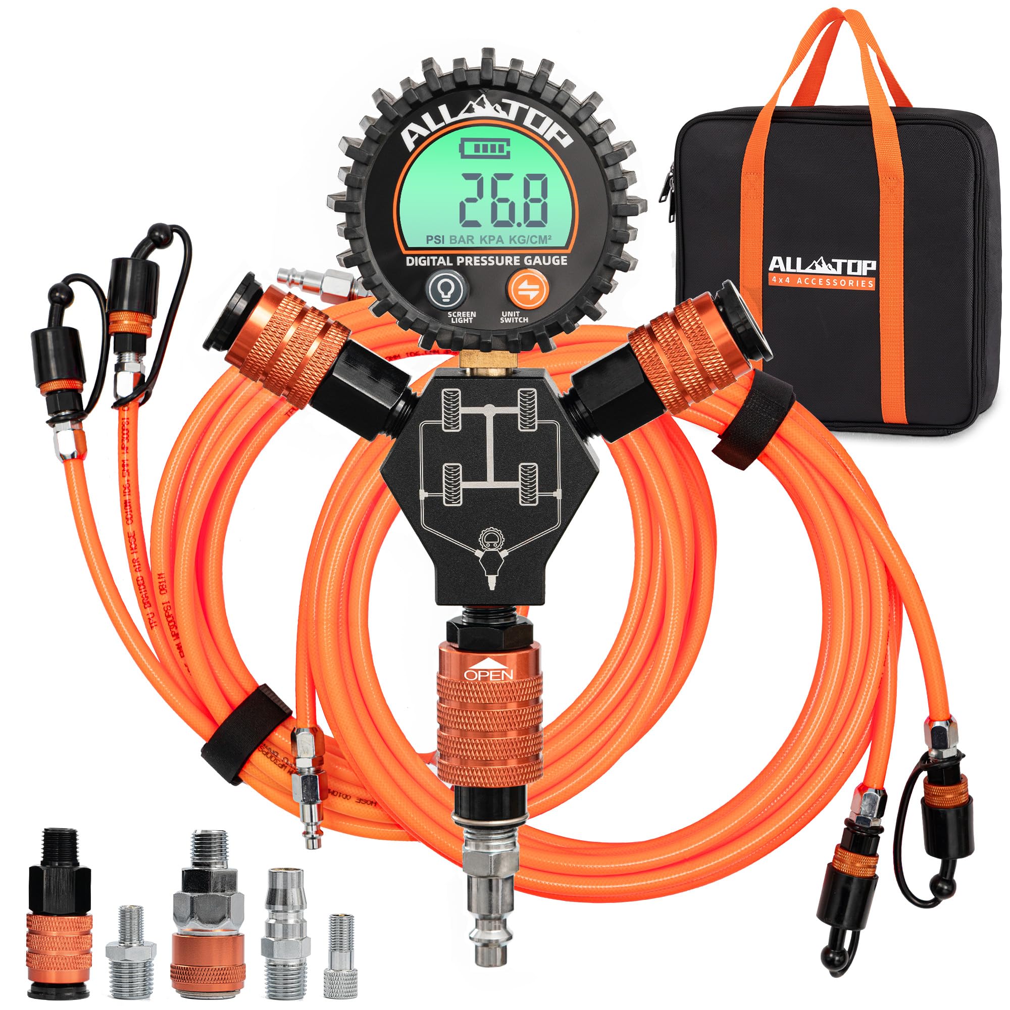 ALL-TOP digital gauge for precise tire pressure readings.