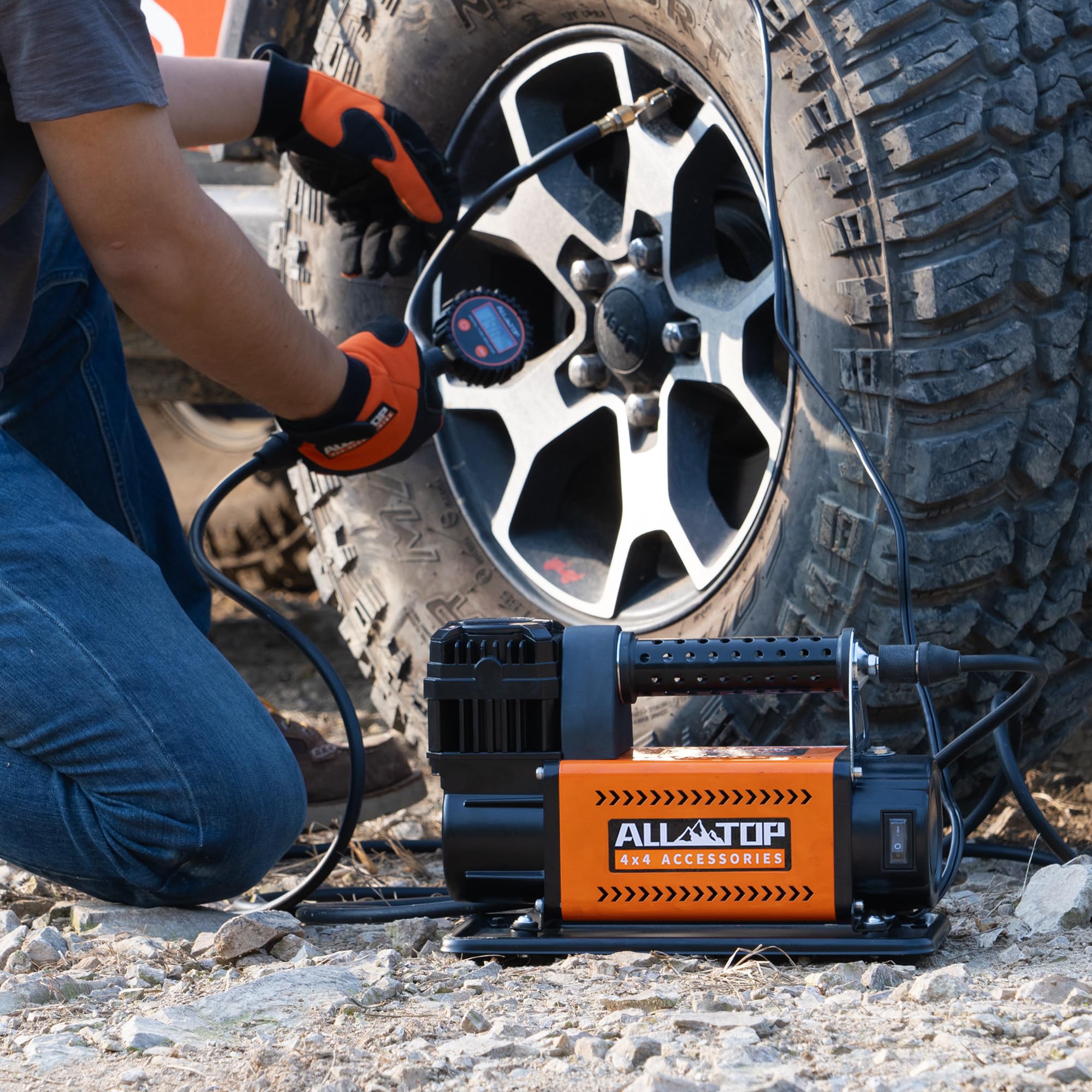 ALL-TOP air compressor anti-vibrate feet stabilize the unit on uneven ground.
