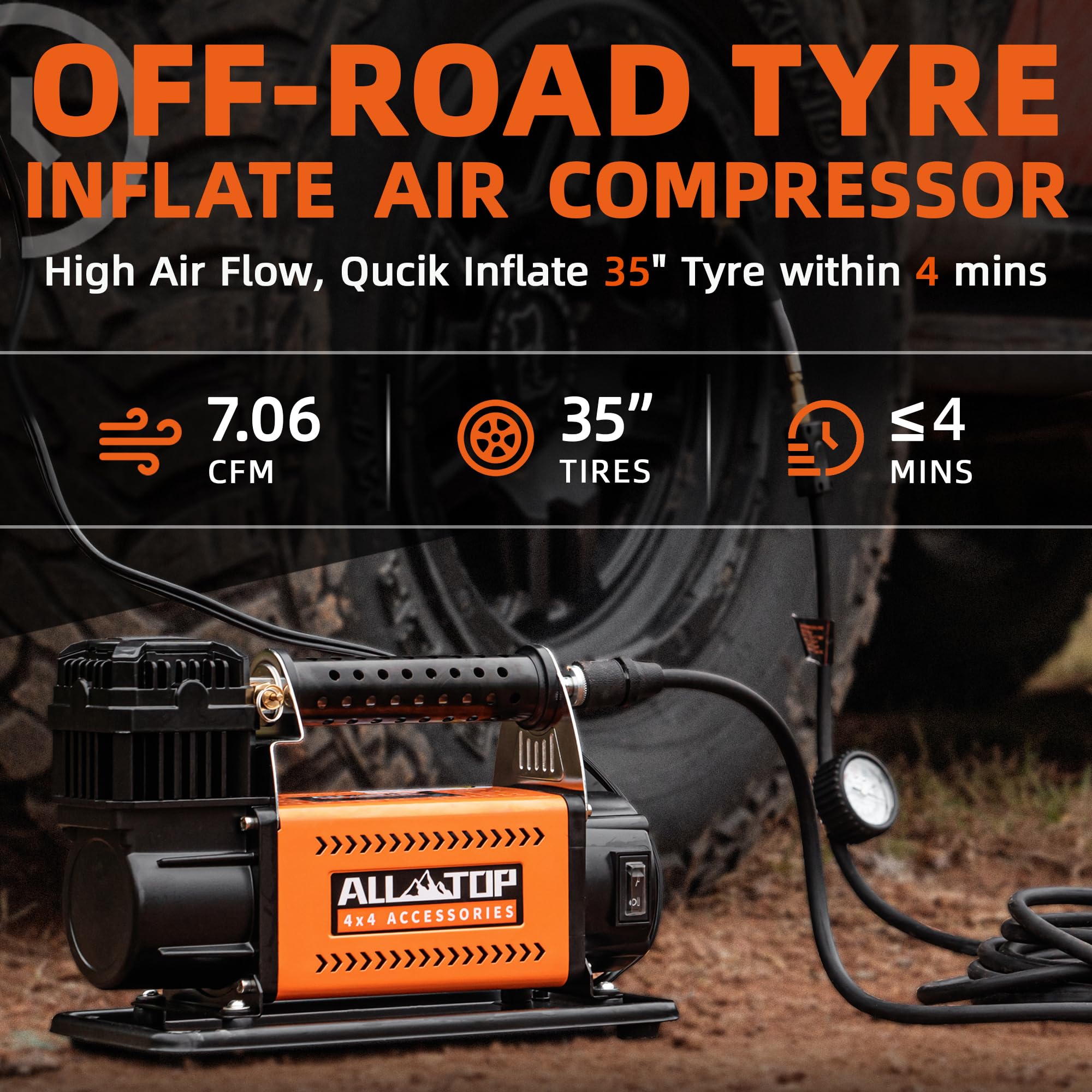 ALL-TOP Air Compressor Kit side view shows rugged build for outdoors use.
