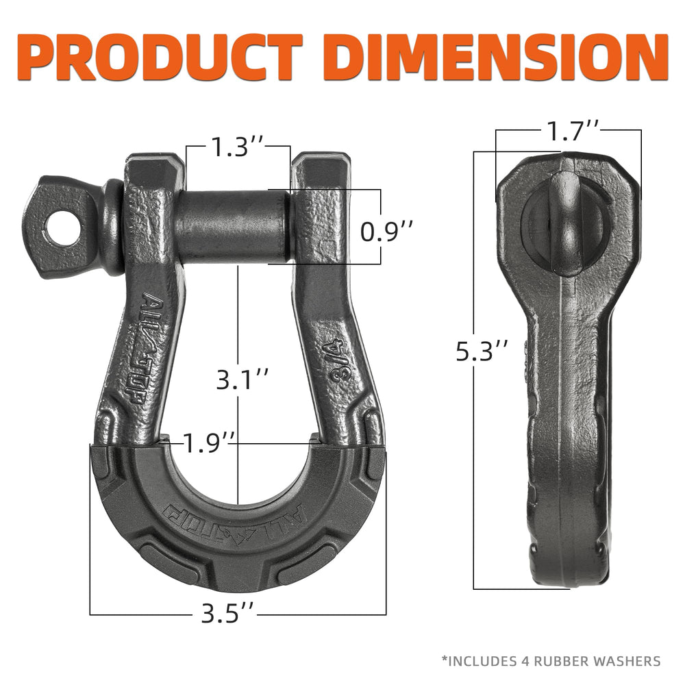 ALL-TOP D-Ring Shackle with 7/8-pin close-up showing robust hardware.
