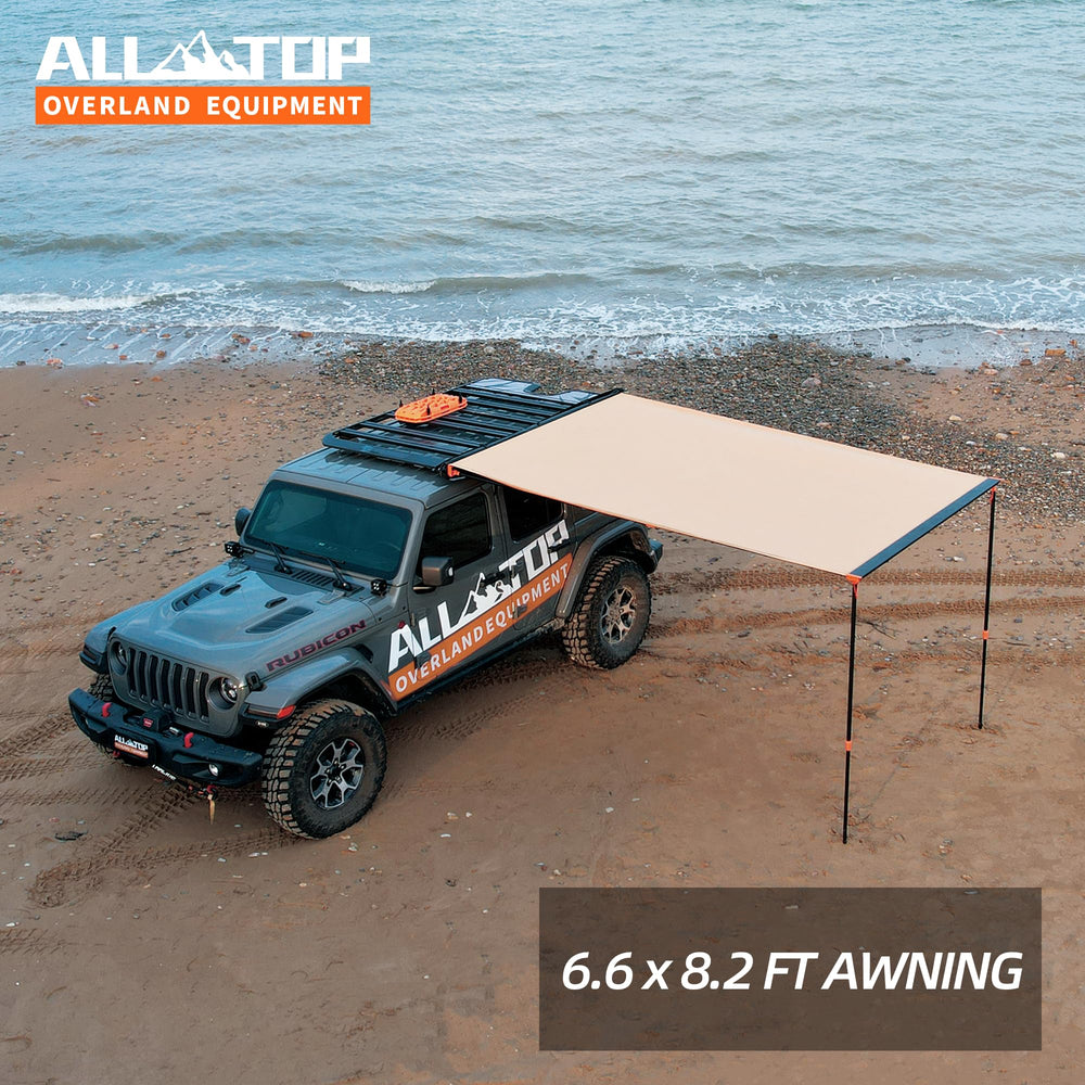 ALL-TOP overland campsite using shade for comfort at dawn.