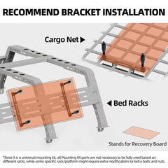 ALL-TOP Recovery Board Mount Kit universal rack fitment on various cargo setups.